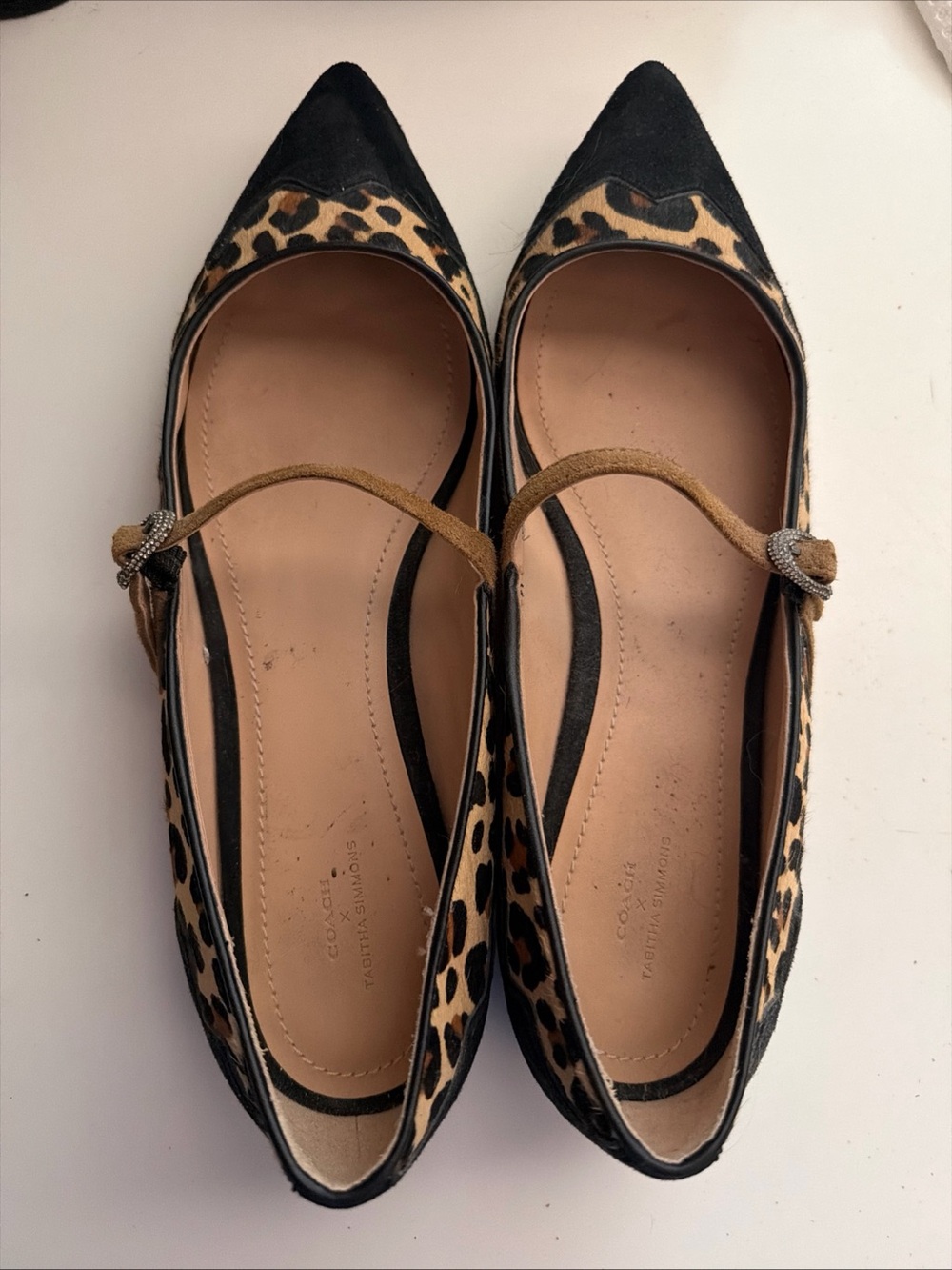 Black Pointed-Toe Flats with Leopard Trim-“Harriette” - Picture 6 of 6